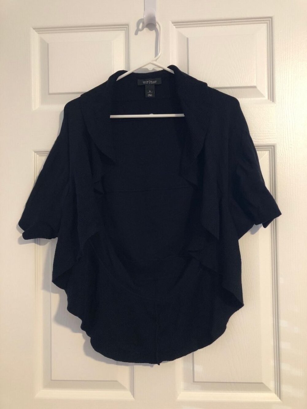 White House Black Market Silk Blend Black Open Front Cocoon Coverup Sz S VGUC